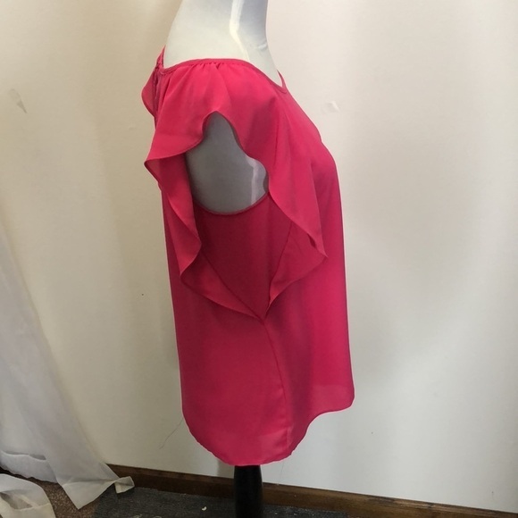 Violet + Claire pink ripple sleeve sheer blouse size medium - Picture 5 of 11